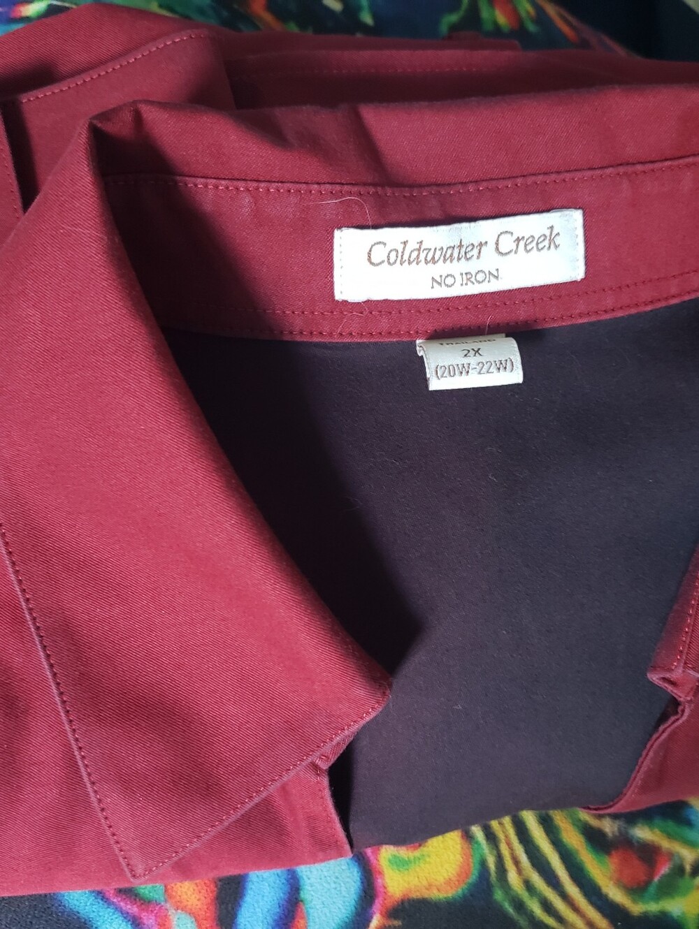 Coldwater Creek Double-Layer Cotton Blouse Plus 2X - Picture 7 of 13